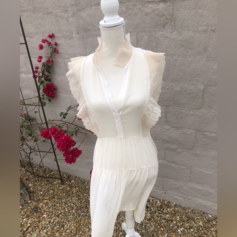 Sandro Paris sheer midi dress with lace detail size 2 - Picture 1 of 16